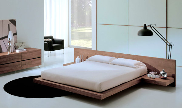 dormitor italienesc cu pat de lemn